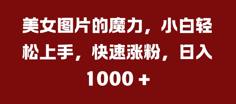 美女图片的魔力，小白轻松上手，快速涨粉，日入几张 - 冒泡网