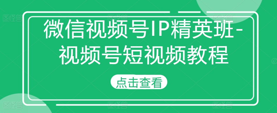 微信视频号IP精英班-视频号短视频教程 - 冒泡网