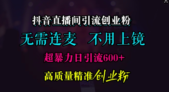 抖音直播间引流创业粉，无需连麦、无需上镜，超暴力日引流600+高质量精准创业粉 - 冒泡网