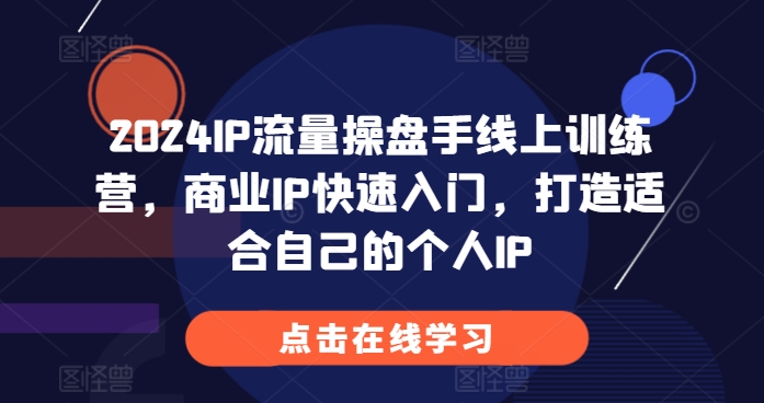 2024IP流量操盘手线上训练营，商业IP快速入门，打造适合自己的个人IP - 冒泡网