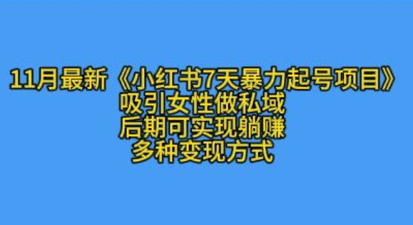 K总部落11月最新小红书7天暴力起号项目，吸引女性做私域 - 冒泡网