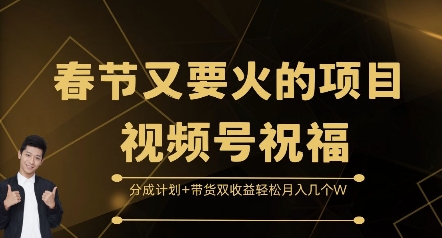 春节又要火的项目视频号祝福，分成计划+带货双收益，轻松月入几个W - 冒泡网