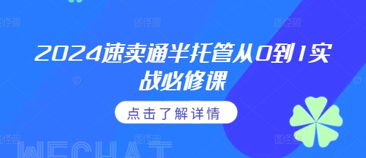 2024速卖通半托管从0到1实战必修课，掌握通投广告打法、熟悉速卖通半托管的政策细节 - 冒泡网