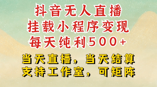 抖音无人直播挂载小程序变现每天纯利500+当天直播，当天结算支持工作室，可矩阵 - 冒泡网