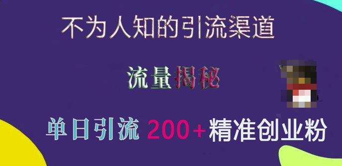 不为人知的引流渠道，流量揭秘，实测单日引流200+精准创业粉 - 冒泡网