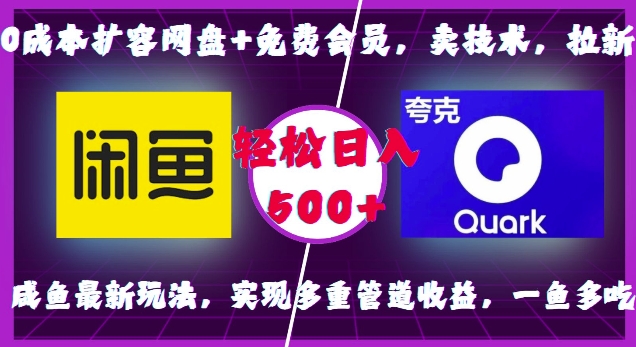 0成本扩容网盘+免费会员，卖技术，拉新，咸鱼最新玩法，实现多重管道收益，一鱼多吃，轻松日入500+ - 冒泡网