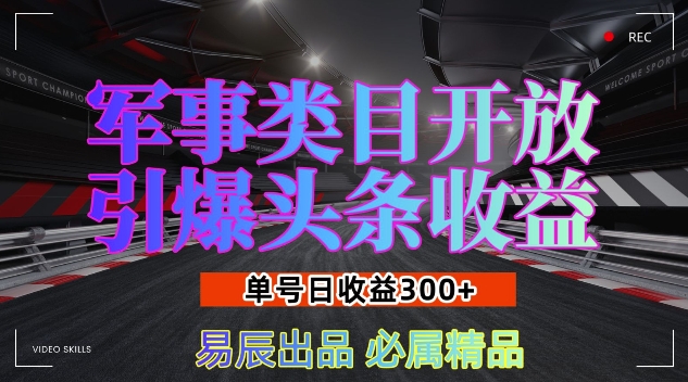 军事类目开放引爆头条收益，单号日入3张，新手也能轻松实现收益暴涨 - 冒泡网