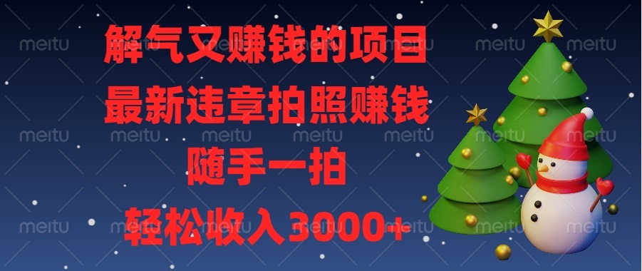 解气又赚钱的项目，最新违章拍照赚钱，随手一拍，轻松收入3000+ - 中创网