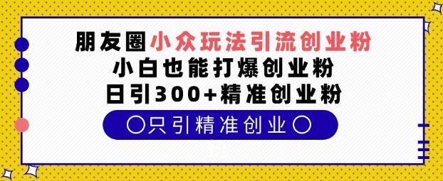 朋友圈小众玩法引流创业粉，小白也能打爆创业粉，日引300+精准创业粉 - 冒泡网