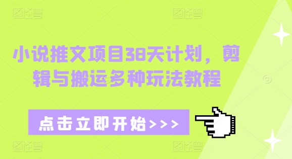 小说推文项目38天计划，剪辑与搬运多种玩法教程 - 冒泡网