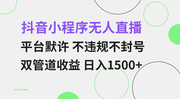 抖音小程序无人直播 平台默许 不违规不封号 双管道收益 日入多张 小白也能轻松操作【仅揭秘】 - 冒泡网