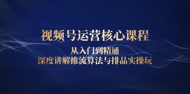 视频号运营核心课程，从入门到精通，深度讲解推流算法与排品实操玩 - 中创网