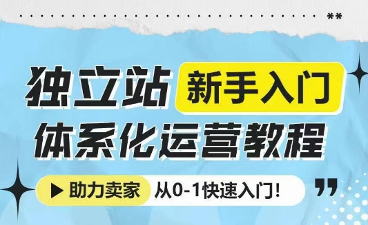 独立站新手入门体系化运营教程，助力独立站卖家从0-1快速入门! - 冒泡网