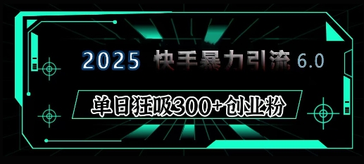 2025年快手6.0保姆级教程震撼来袭，单日狂吸300+精准创业粉 - 冒泡网