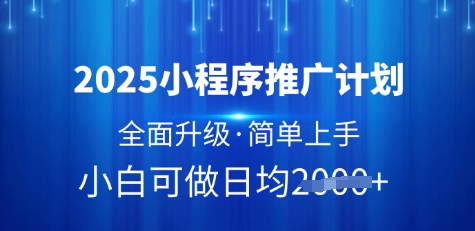 2025小程序推广计划，全面升级，简单上手，日均多张 - 冒泡网