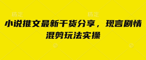 小说推文最新干货分享，现言剧情混剪玩法实操 - 冒泡网